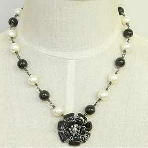 Chanel gunmetal cc logo necklace